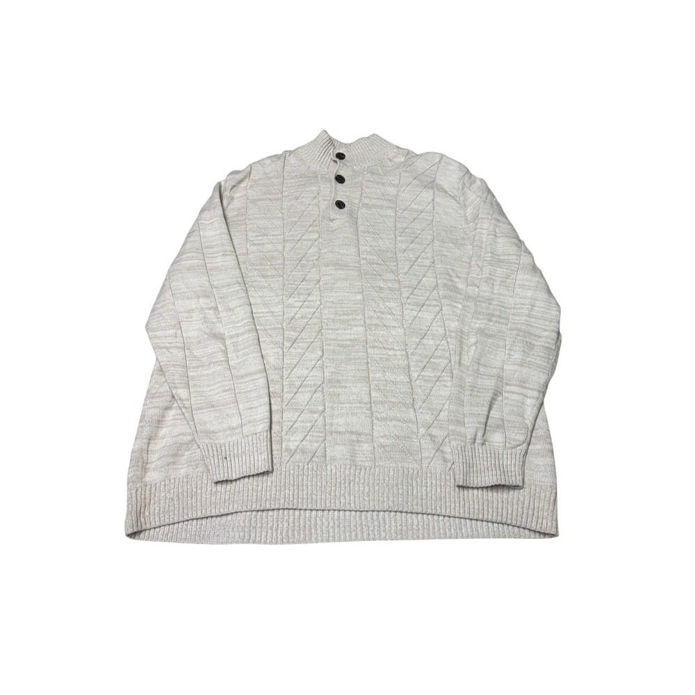 Southern Pines Mens Mock Neck Cable Knit Sweater Beige Marl Size XL‎